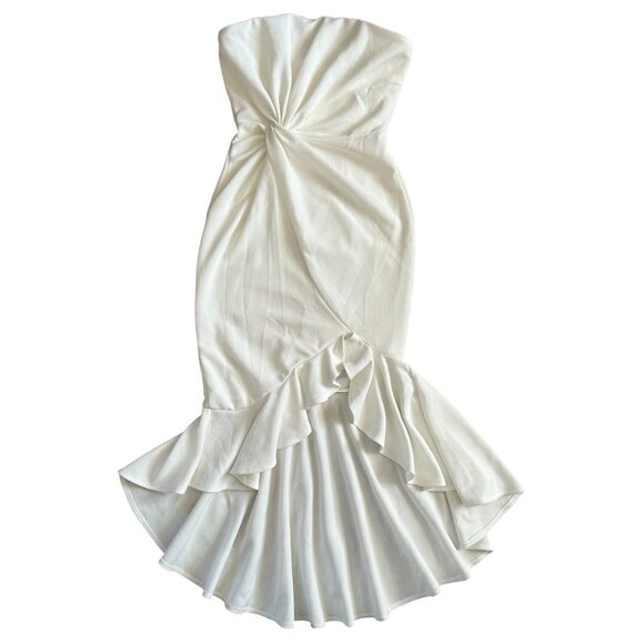 NWT Hello Molly White Strapless High-Low Ruffle Dress S Bridal Party - Picture 3 of 8